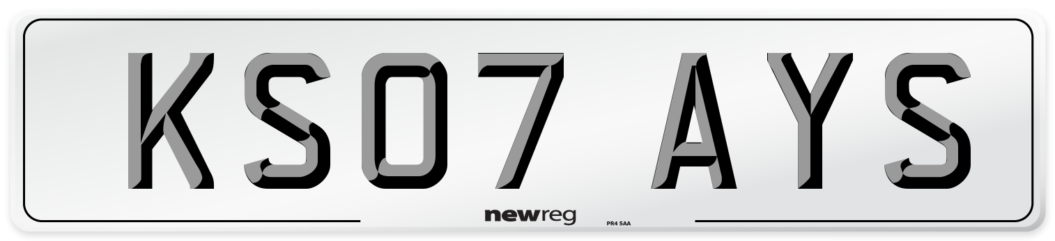 KS07 AYS Number Plate from New Reg